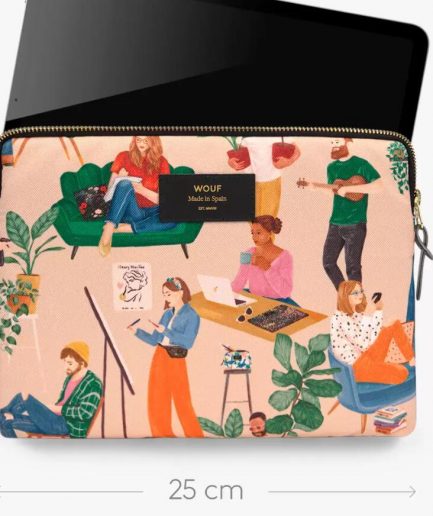 Housse pour tablette au format iPad par Wouf, modèle à motifs de tulipes  roses dit Amsterdam tulipes